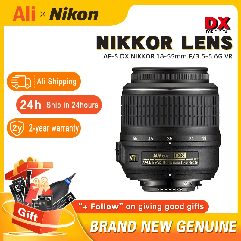 Nikon AF-S DX NIKKOR 18-55mm f/3.5-5.6G VR Anti shake Lens for Nikon D3200 D3300 D3400 D5200 D5300 D5500 D5600 D7100 D7200 (New)