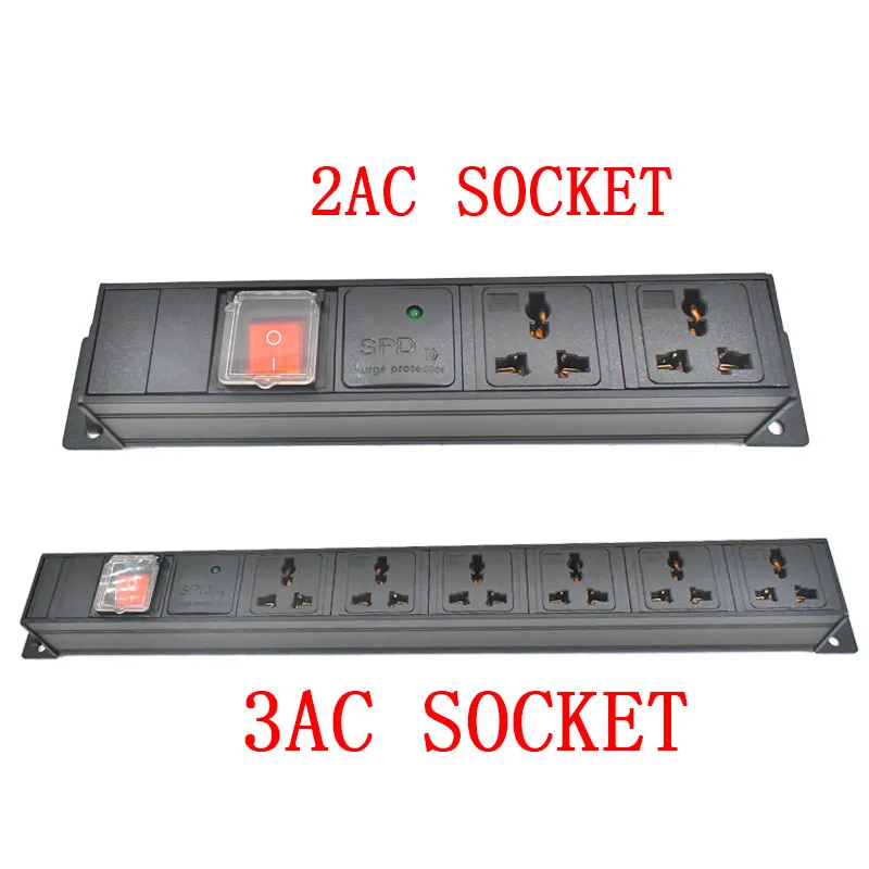 C14 port PDU power strip 1-9 Unit Universal output socket Network Cabinet Rack Switch With double hanging ears Surge protection