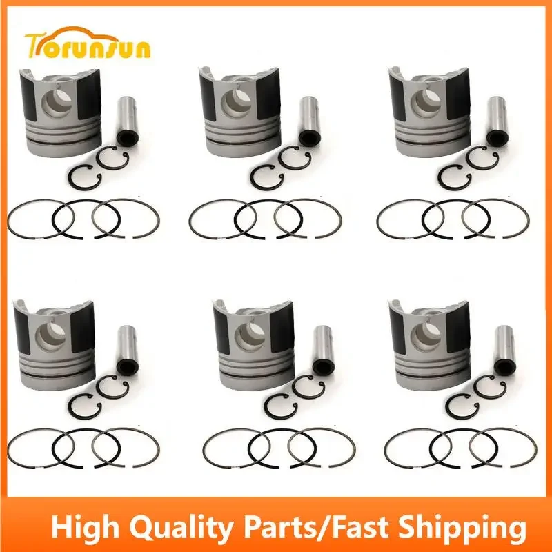 

New 6 Sets STD Piston Kit With Ring ME072055 Fit For Mitsubishi 6D15 Engine 113MM