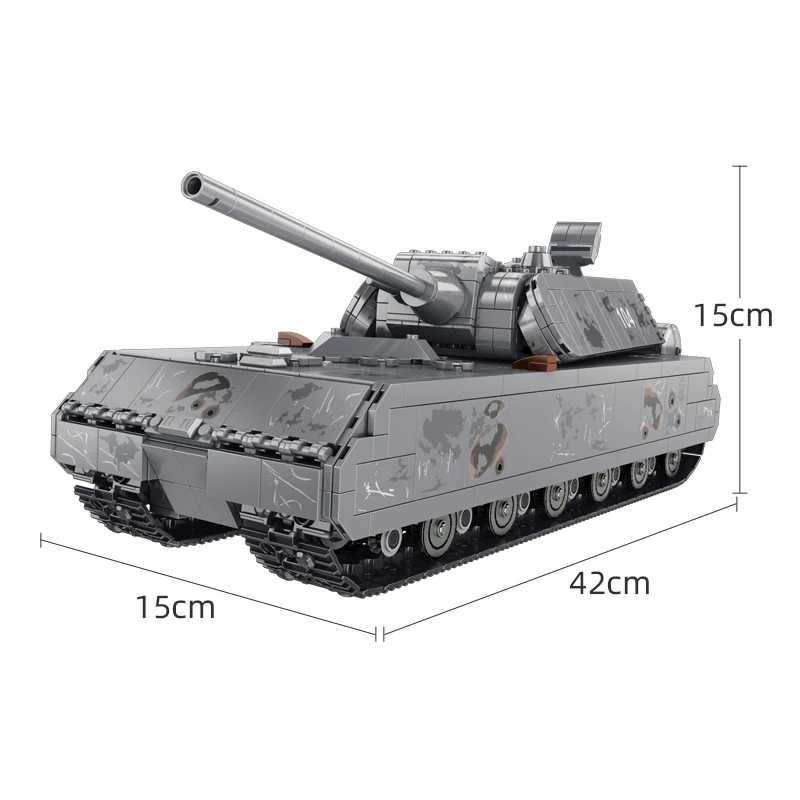 WW2 Military Heavy Tank Building Blocks German Panzer VIII Maus Leopard 2 WW1 Soldier Police Army Weapon Bricks Toy for Boy Gift