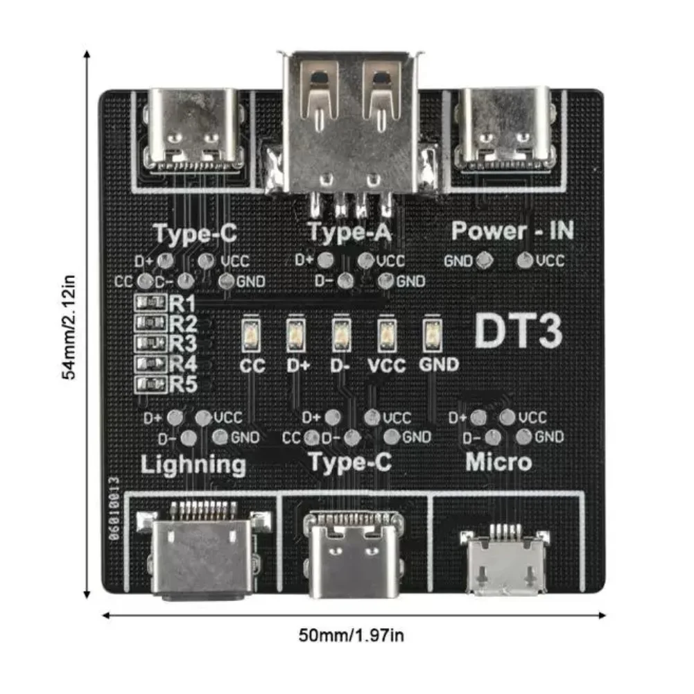 For Type-C Cable Diagnostic Board Portable Fast Charging Data Line Tester with 4-LED Status Display 5.4 5cm Size