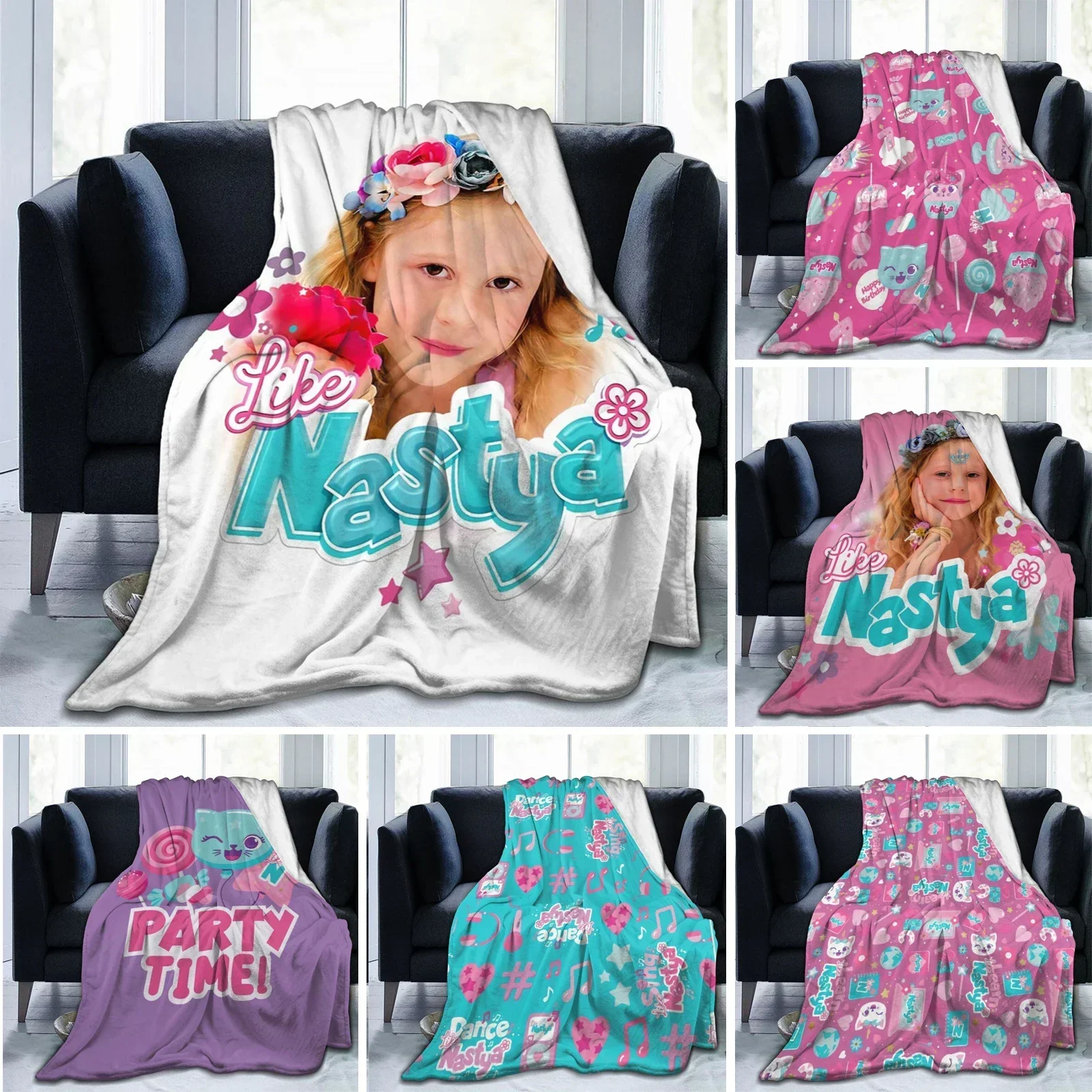 

Плед из мягкого флиса с принтом «Настя» для кровати, дивана, кушетки – легкое теплое покрывало для спальни и домашнего декора