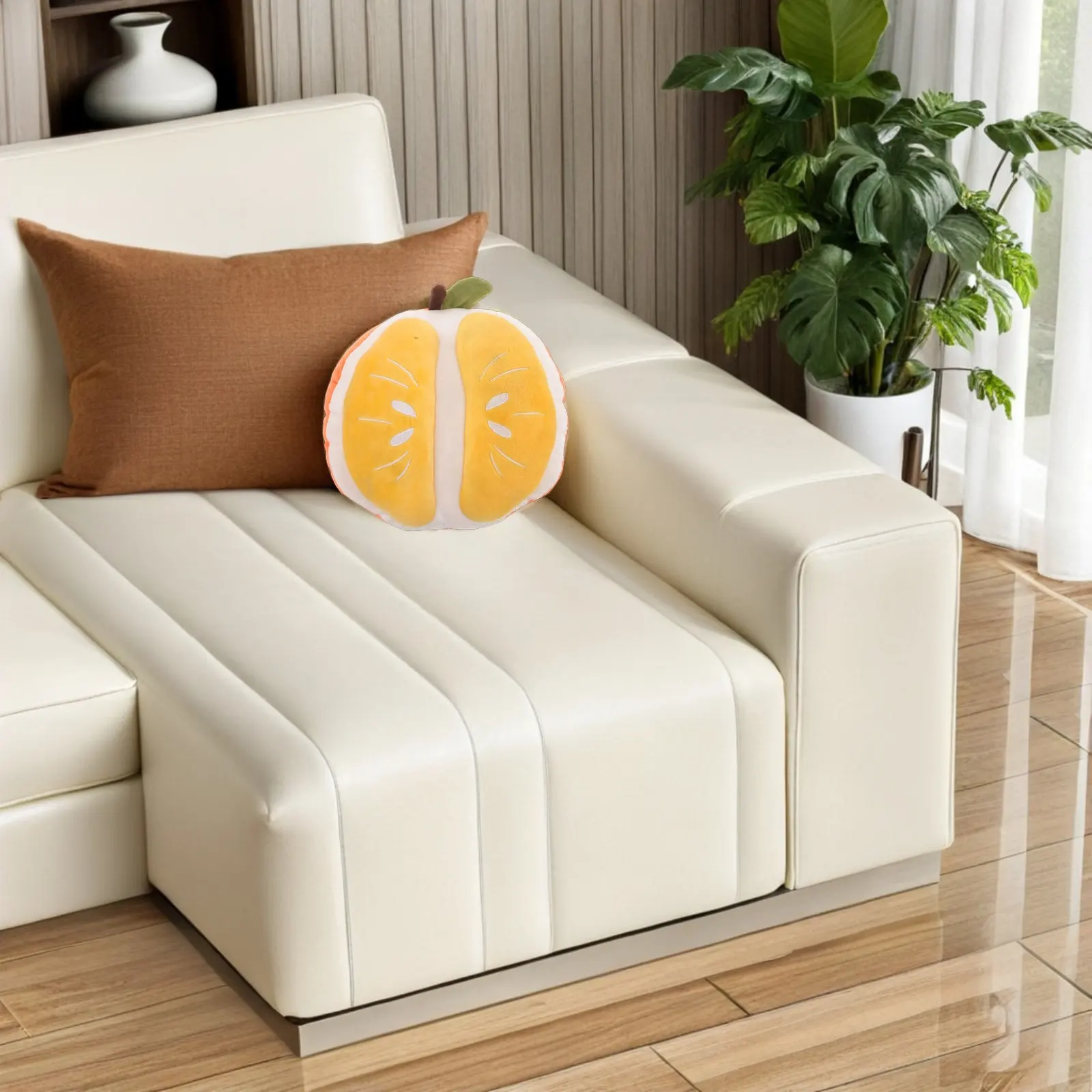 

Realistic Orange Shaped Soft Fruit Cushion Decorative Pillow for Kids Chair Seat Cushion Couch Sofa Classroom Artificial Fruit
