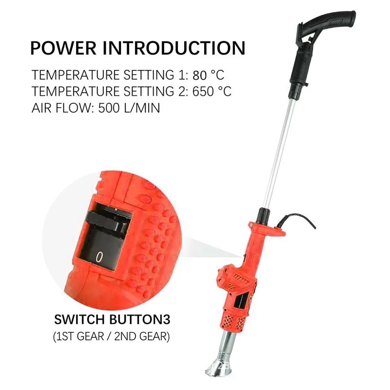 Electric Weed Burner 2000W Garden Weed Killer Thermal Weeding Stick Hot Air Weed Torch Kitchen Lighter BBQ Igniter Weeder Tool