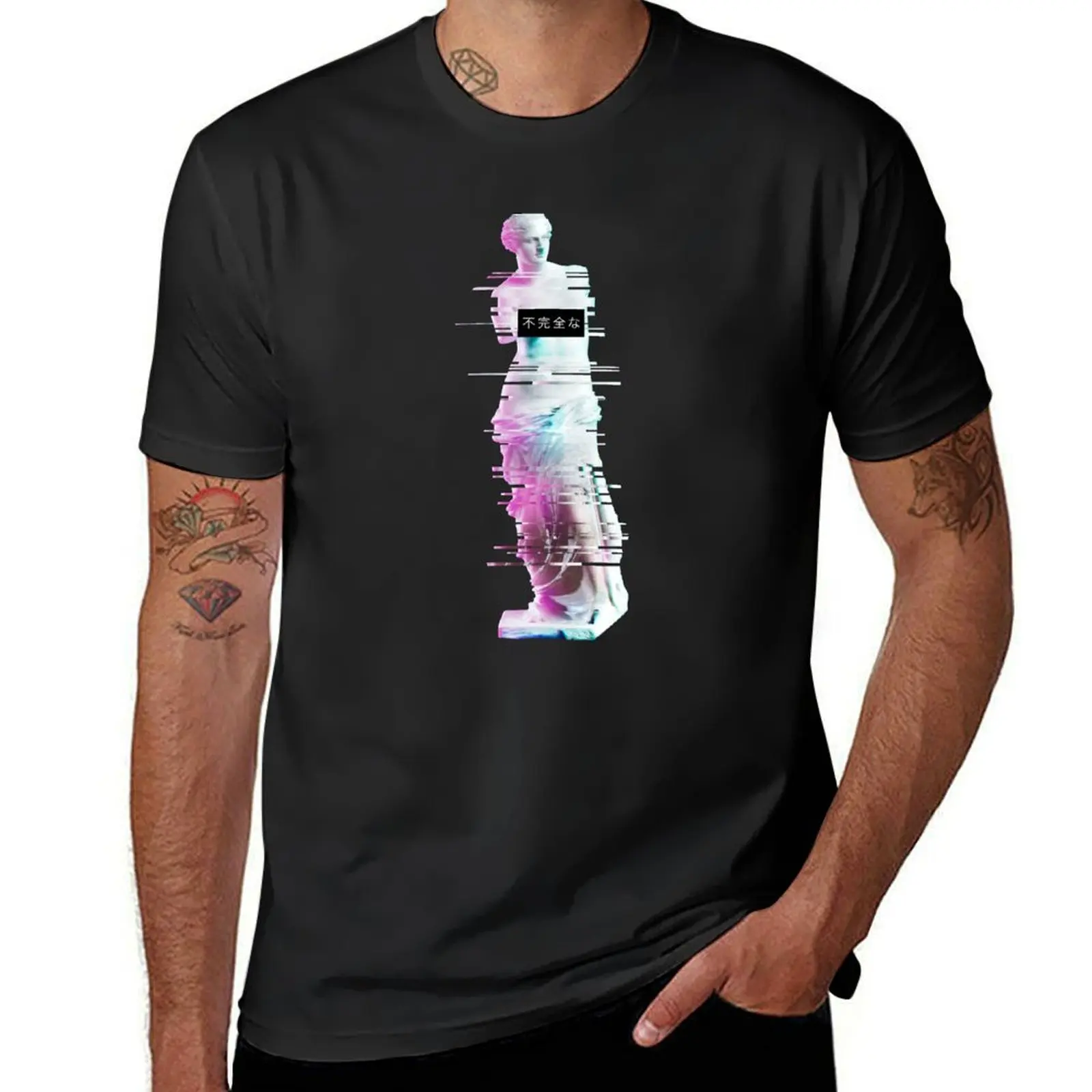 Venus de Milo Statue Glitch Art T-Shirt Aesthetic clothing oversized plain white t shirts men