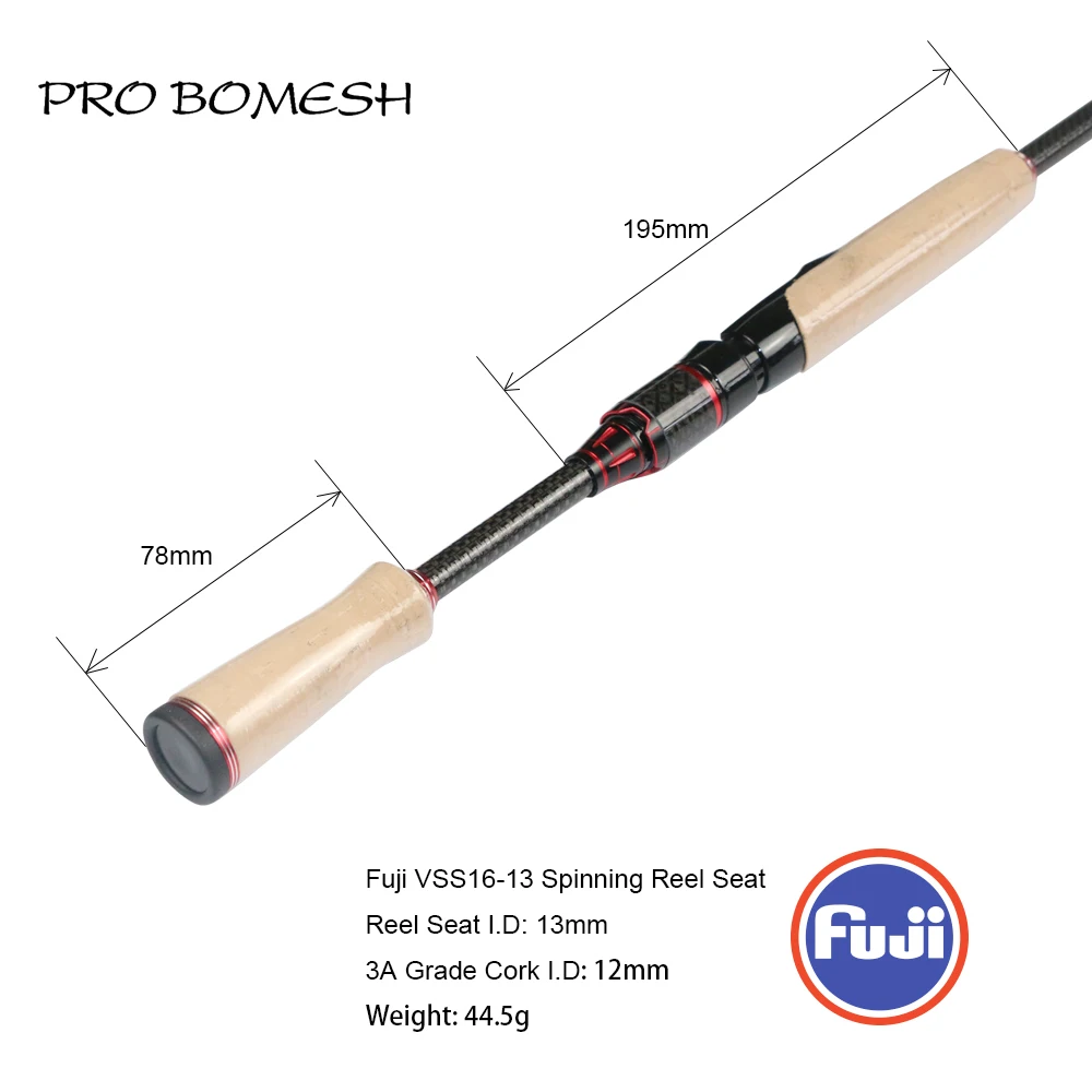 Pro Bomesh 1 Set Fuji VSS Reel Seat + 3A Grade Cork EVA Spinning Handle Kit DIY Fishing Rod Accessory