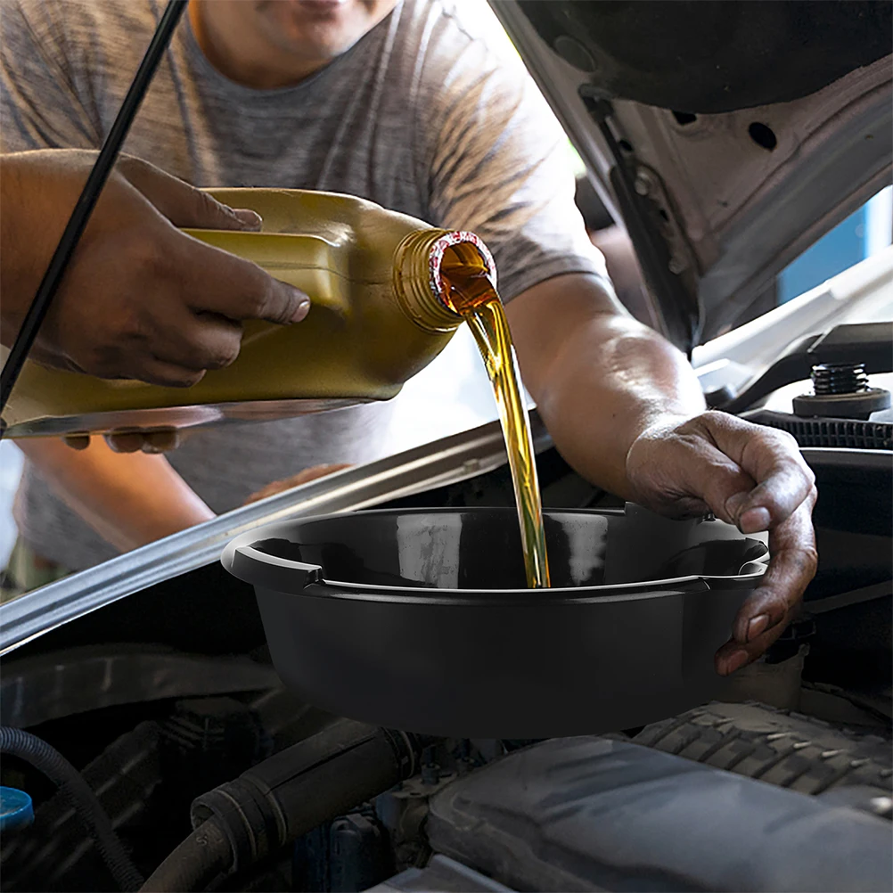 

2Pcs Oil Drain Pan Black Plastic Reusable Drip Tray for Oil Change Heavy Duty Automotive Fluid Catch Container Easy Clean