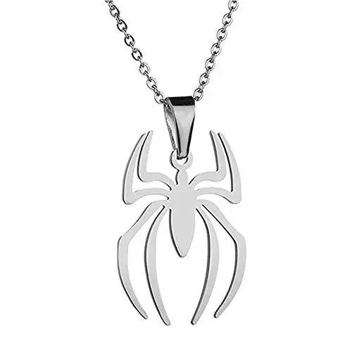 Vintage Fashion Spiderman Stainless Steel Necklace Spell Geometric Shape Pendant Necklace Lady Graduation Gift