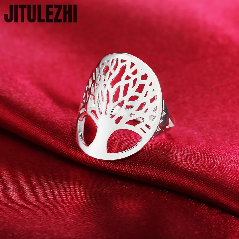 925 Sterling Silver Ring Hollow Tree Rings For Women Men Elegant Fine Party Christmas Gifts Wedding Fine Jewelry New Charms