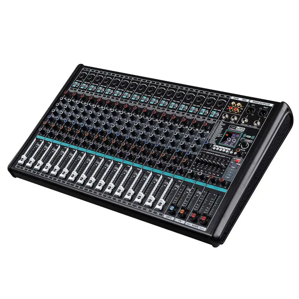 

KM-16 16-Channel DSP Audio DJ Mixer Professional Studio Equipment USB Console for Sound Recording Metal Material Speakers