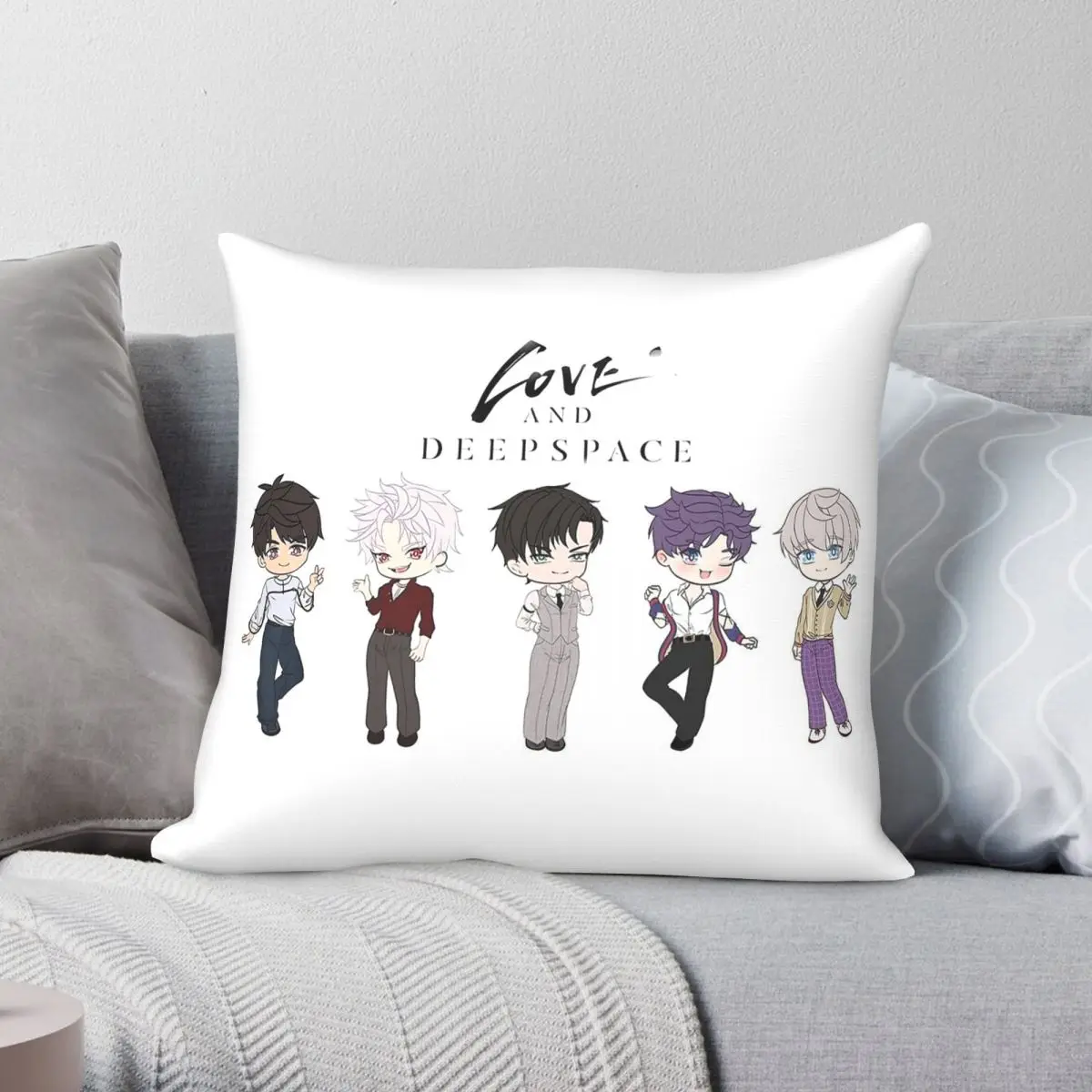 Chibi Love And Deepspace Square Pillowcase Polyester Linen Velvet Pattern Decor Pillow Case Bed Cushion Cover Wholesale 45x45