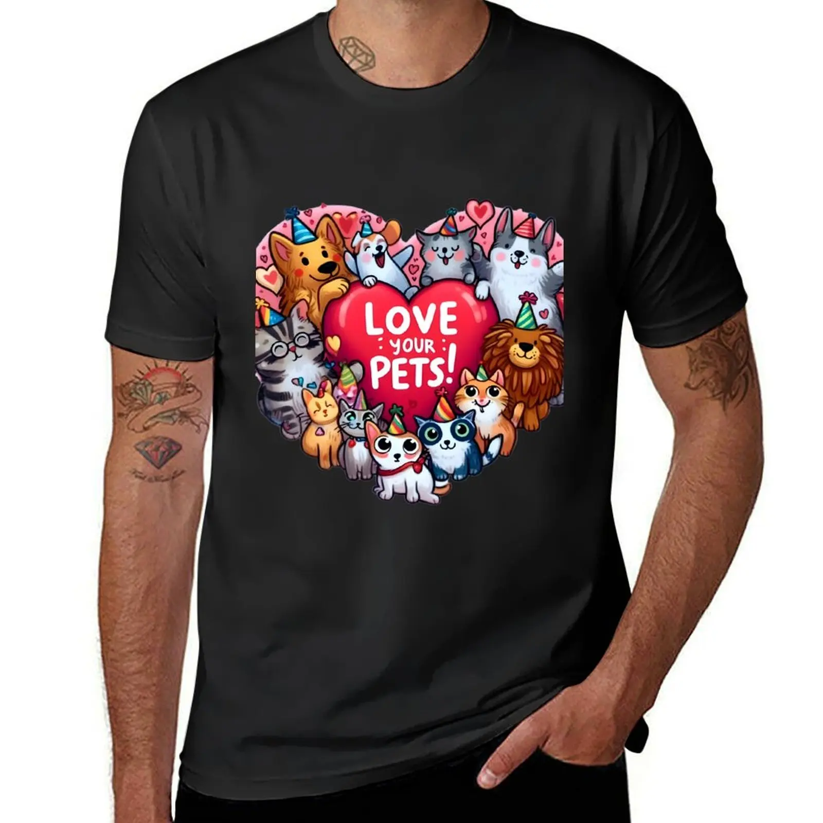 

Whisker Wonderland: Celebrating Pet Bliss in Artful Moments. T-Shirt graphics blanks summer top mens plain t shirts