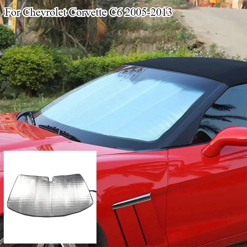 

For Chevrolet Corvette C6 2005-2013 Aluminum Foil Silver Car Front Glass UV Protection Sunshade Interior Car Accessories