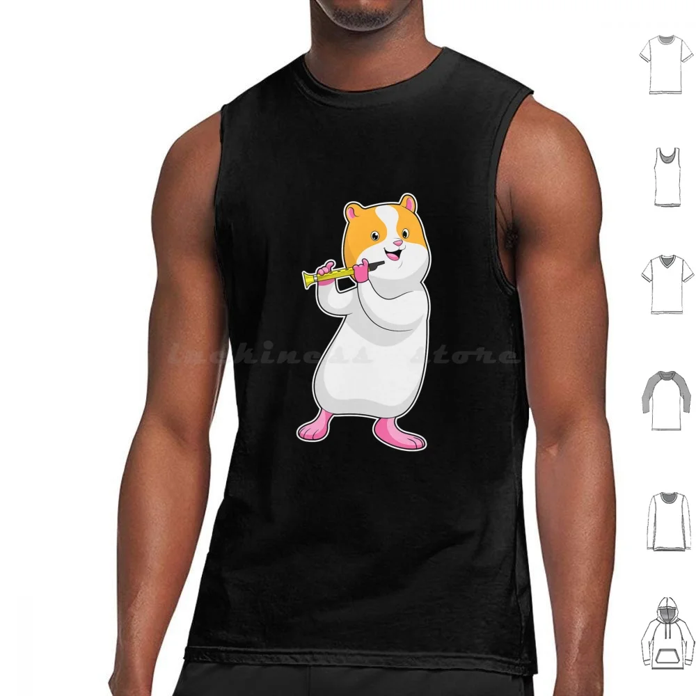 Hamster Musician Flute Music Tank Tops Vest Sleeveless Hamster Musician Flute Music