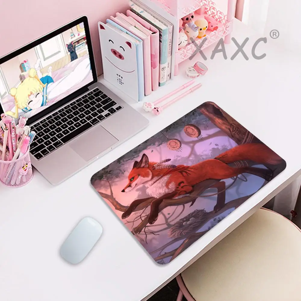 

Fox in the Forest Mouse Pad Small Mouse Pad Thickened Desk Pad Desktop Computer Keyboard Wireless Boy Girl Gift for CS DOTA
