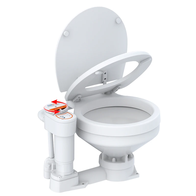 12V 24V Electric Flush Marine Toilet Compact Small Seat Ceramic Self-Priming Toilet with Macerator Pump for RV Boat Yacht