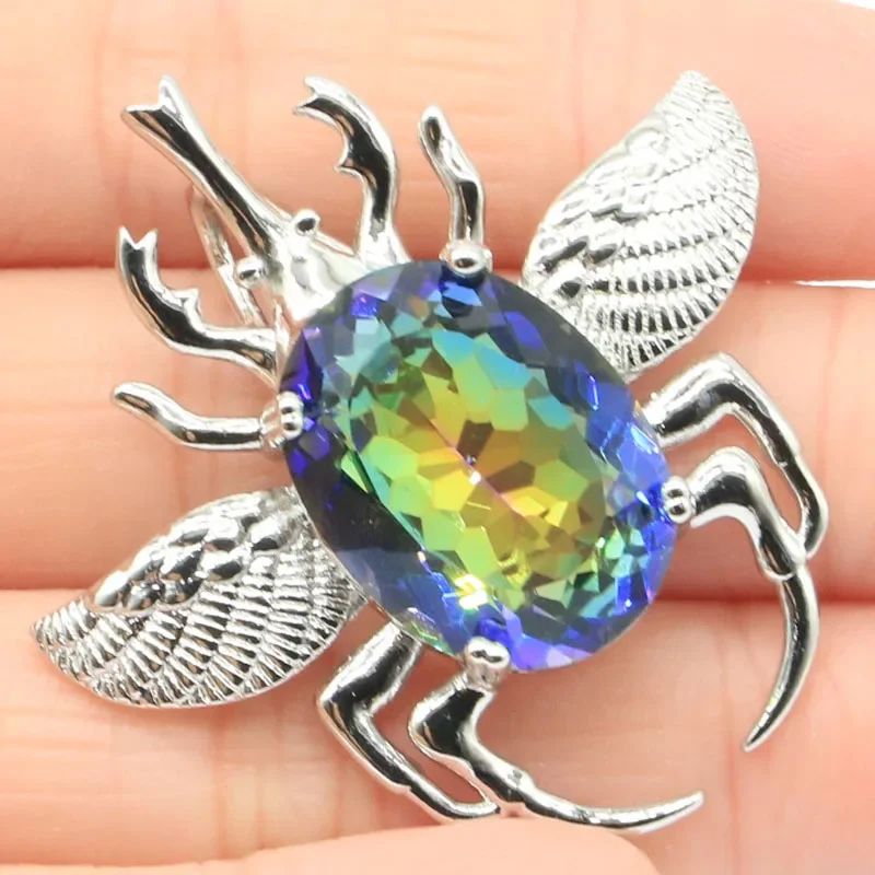 Buy 4 Get 1 Free 11g Customized 925 SOLID STERLING SILVER PENDANT Longicorn Kunzite Peridot Tsavorite Tanzanite Mystic Topaz