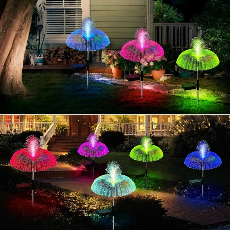 LED jellyfish lamp 7 colors double solar garden decorative lawn shallow water decoration terrace yard can decorate ground lights