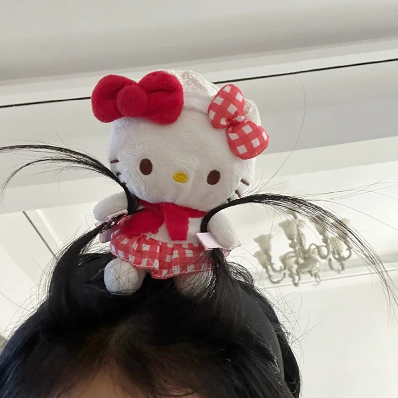 การ์ตูน Hello Kitty น่ารัก1ชิ้นหูฟังที่ทันสมัยและหวานน่ารัก, ที่รัดผมอะนิเมะ Sanrio เครื่องประดับผมที่สร้างสรรค์ของขวัญสำหรับเด็กผู้หญิง