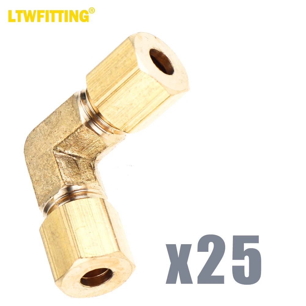 

LTWFITTING 3/16-Inch OD 90 Degree Compression Union Elbow,Brass Compression Fitting (Pack of 25)