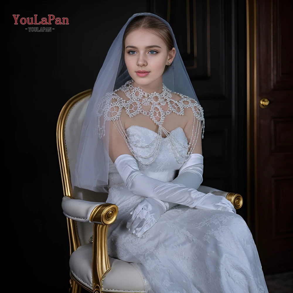 

YouLaPan G09 Luxury Necklace Pearls Beads Wedding Shawl Bolero Vintage Tassels Capele for Bride DIY Wedding Cock Tail Party