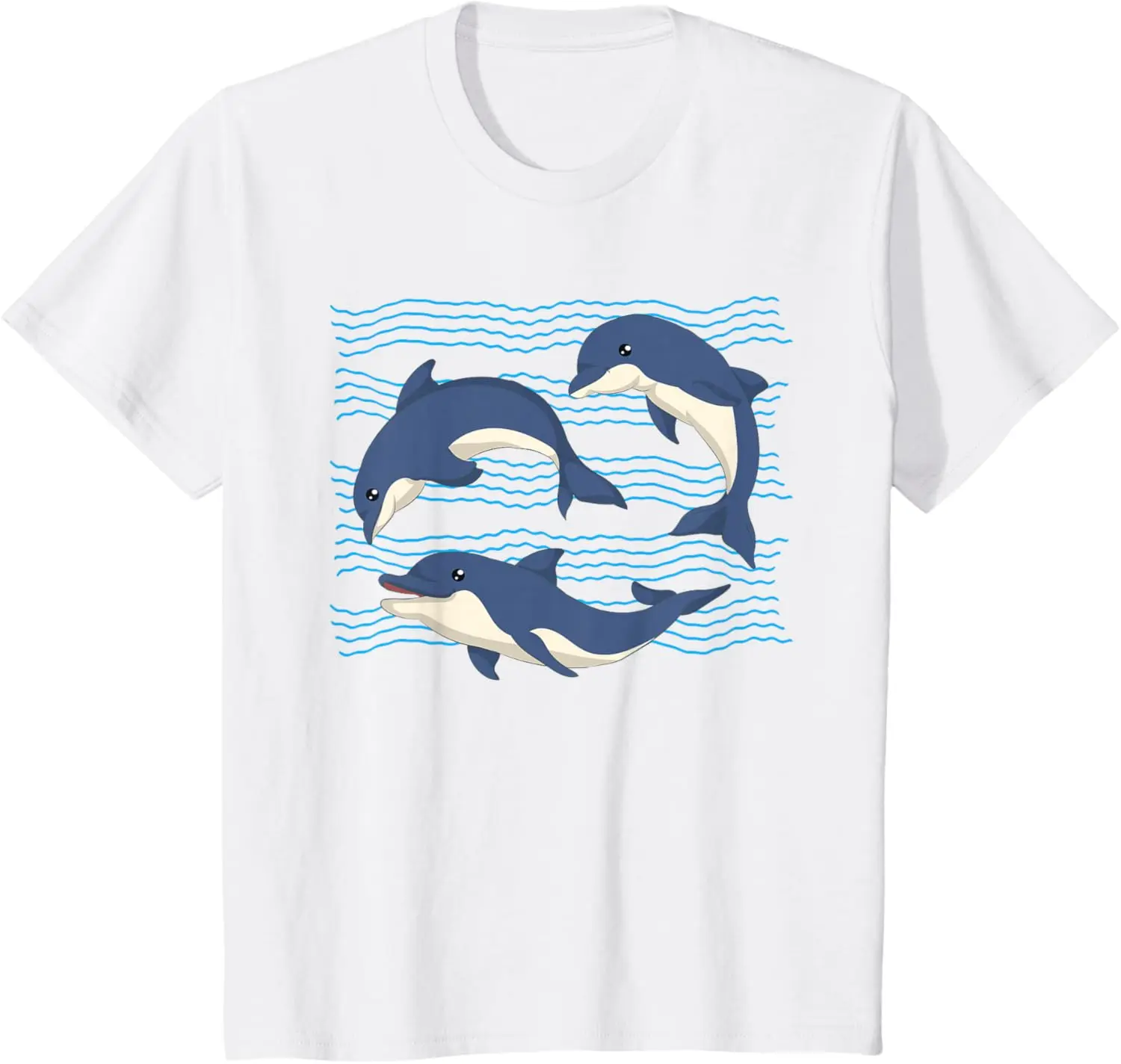 

Sea Creatures Ocean Dolphins Waves Dolphin T-Shirt Unisex Children’s Wear Cotton Tee Tops Small Graphic T Shirts