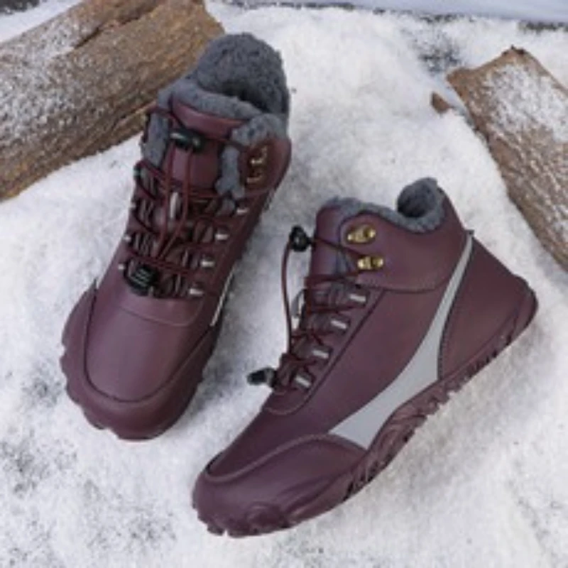 

Новые высококачественные уличные флисовые теплые высокие противоскользящие устойчивые к царапинам зимние ботинки большого размера для пар с дизайном на резинке