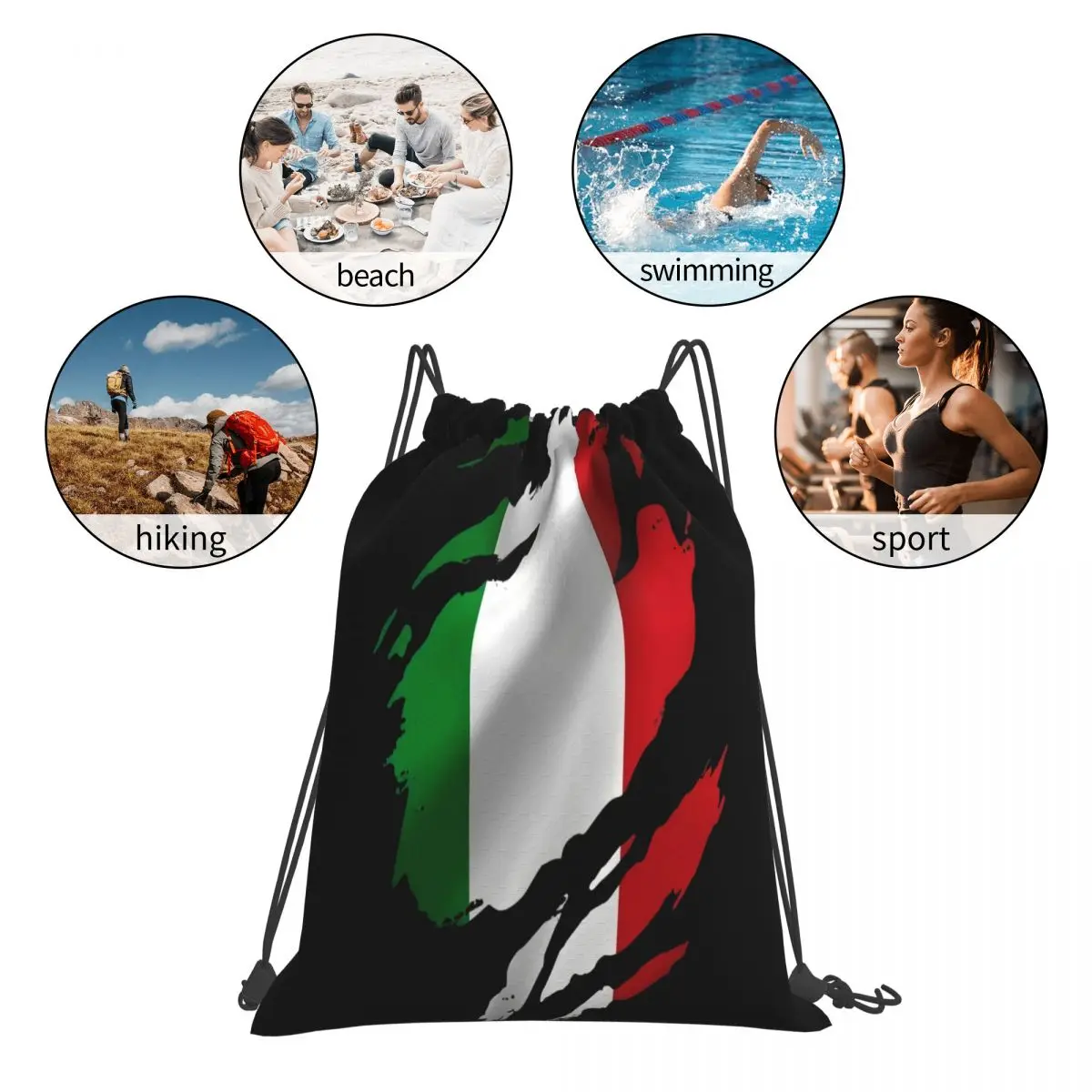 Torn Italy Flag Mens Italian Rome Country National Drawstring Bag Backpack kids bag sports bag anime backpack custom bag with