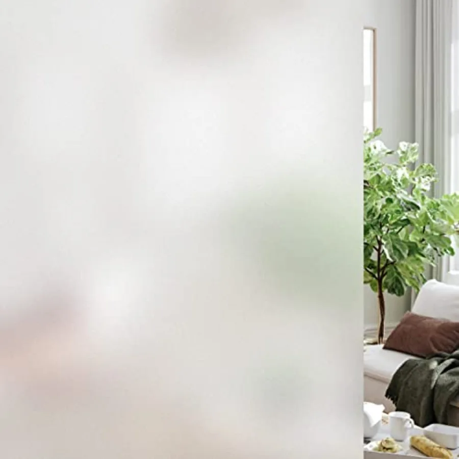 

Frosted Window Privacy Film Heat Control UV Blocking, Static Cling Non-Adhesive Reusable Door coverings for Bathroom Home Offic