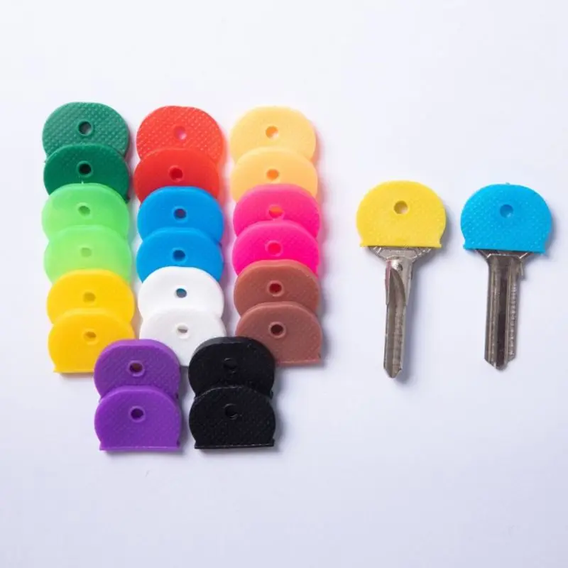 1-32pcs  Bright Colors Hollow Silicone Key Cap Covers Topper Key Holder Keyring Rings Key Case Bag Organizer Wallets