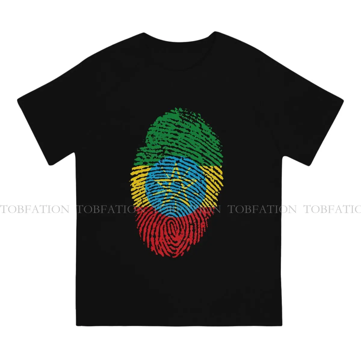 Fingerprint O Neck TShirt Ethiopia Fabric Original T Shirt Man's Tops New Design