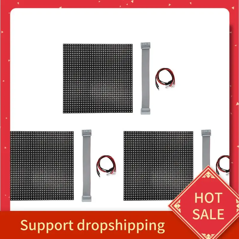 B44C 3Pcs P6 Outdoor LED Screen Panel 32X32 Pixels LED Display Module 192X192mm 1/4 Scan RGB Full Color LED Screen Panel