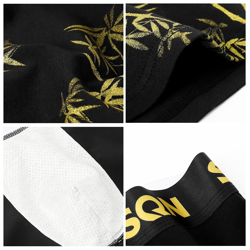 Комплект из 3 мужского нижнего белья - 95% хлопок, 5% спандекс, трусы-боксеры с золотым бамбуковым узором, черные роскошные трусы