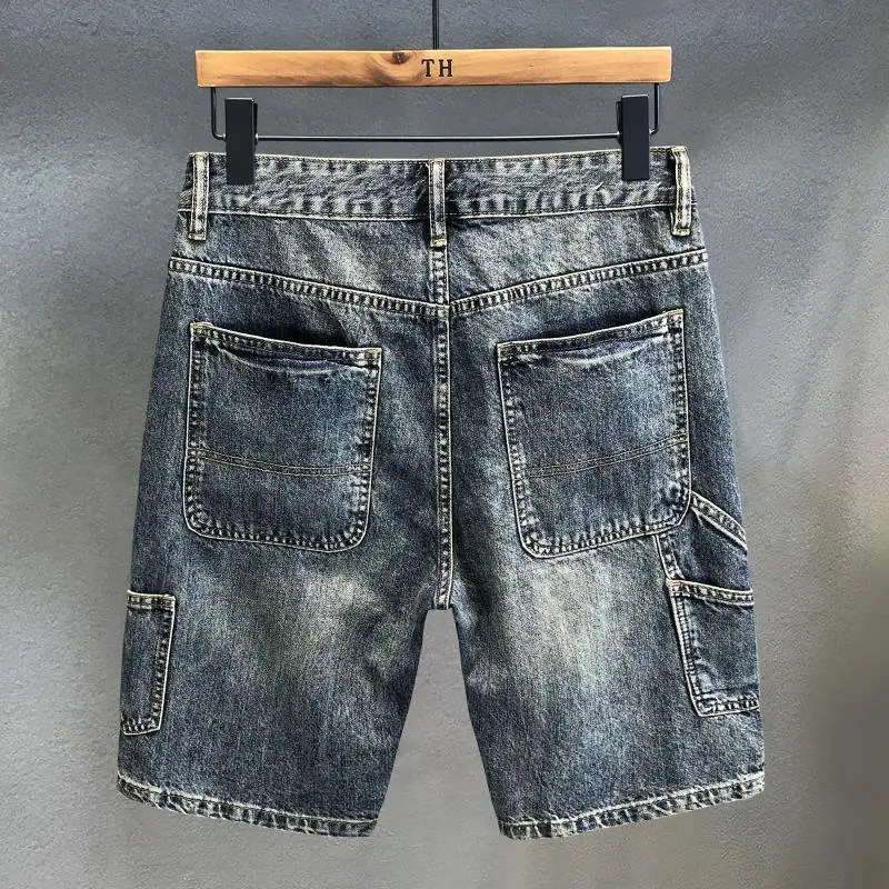 High Quality Denim Korean Boyfriend Luxury Vintage Knee-length Casual Jeans Shorts for Men Summer Distressed Classic Jeans