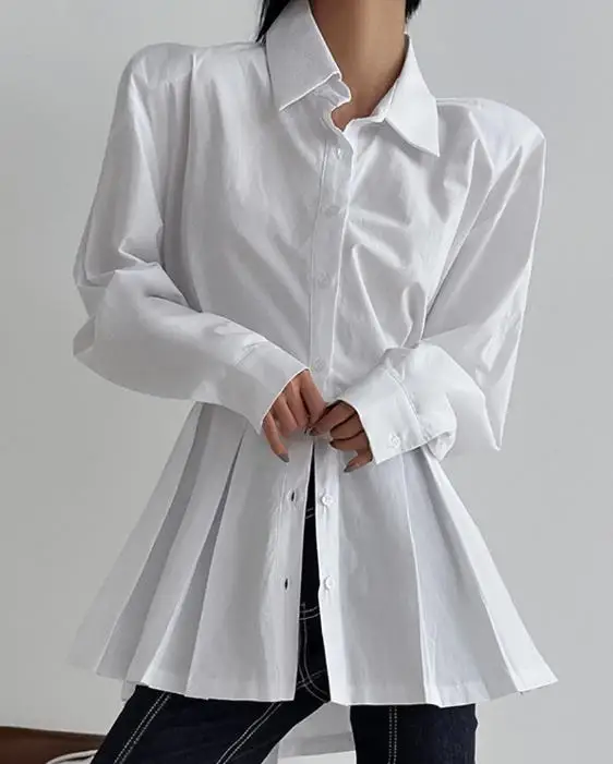 Women's Shirt 2025 Autumn/winter New Fashionable Leisure Commuter Multi Functional Long Sleeve Strap Cotton Shirt Women's Wear