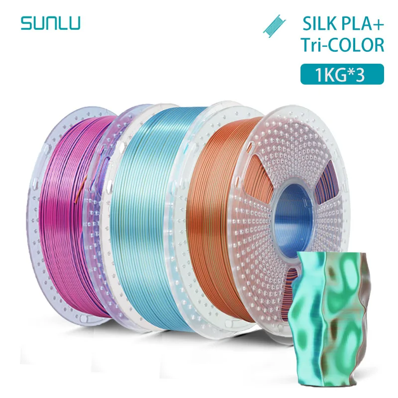 SUNLU 3KG ZIJDE / Dual / Triple / Vier kleuren 3D-printerfilament 1,75 mm 1000 g spoel (2,2 lbs) Netjes filament Geschikt voor de meeste FDM-printers