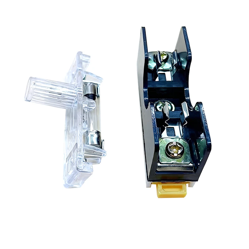 AC 220V Fuse Base with LED Indicator Din Rail Mount Fuse Block 6X30 10A Fuse Holder Built-in Glass Tube