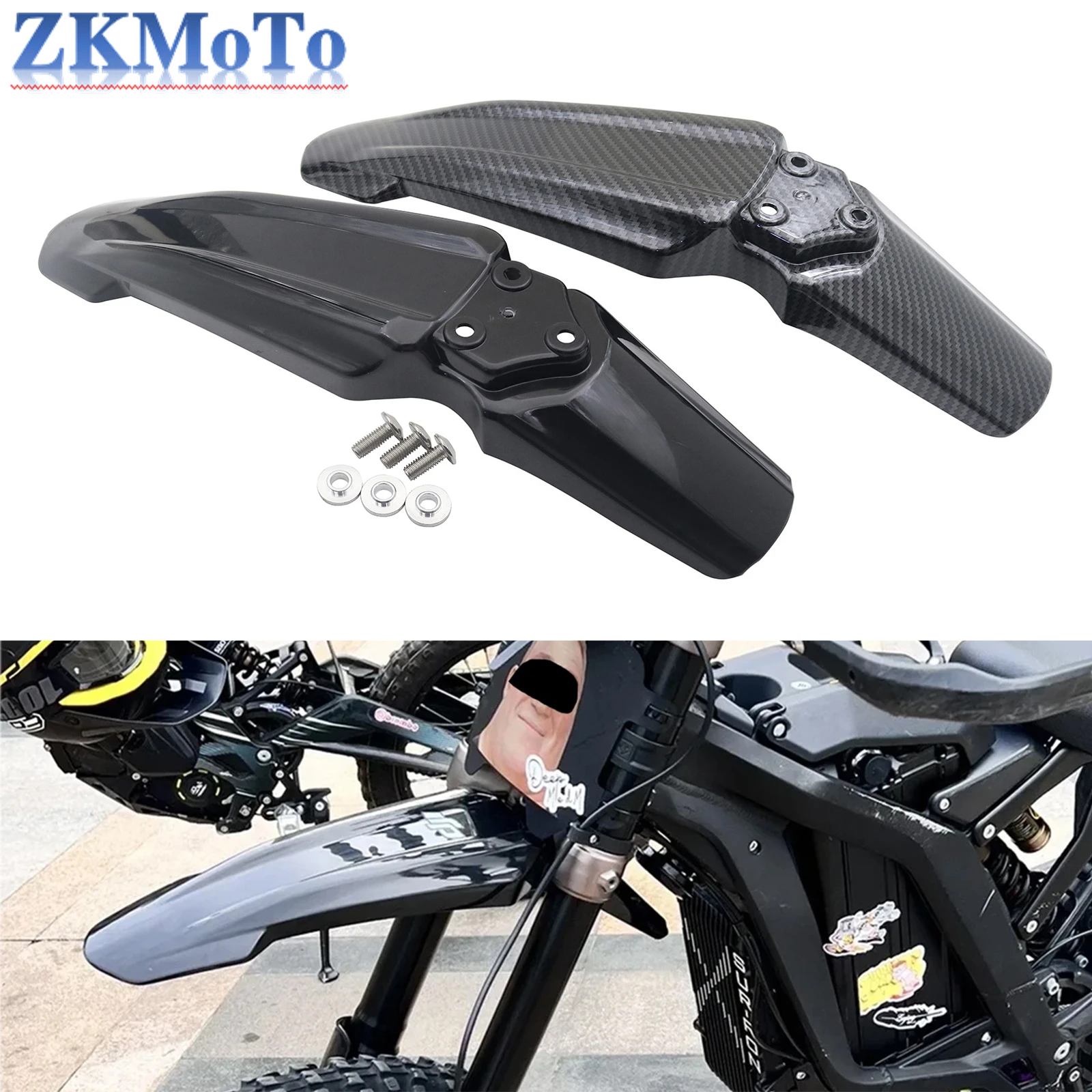 Motocyklowe błotniki przednie z imitacji włókna węglowego do elektrycznego roweru terenowego Sur-Ron Surron Off-Road