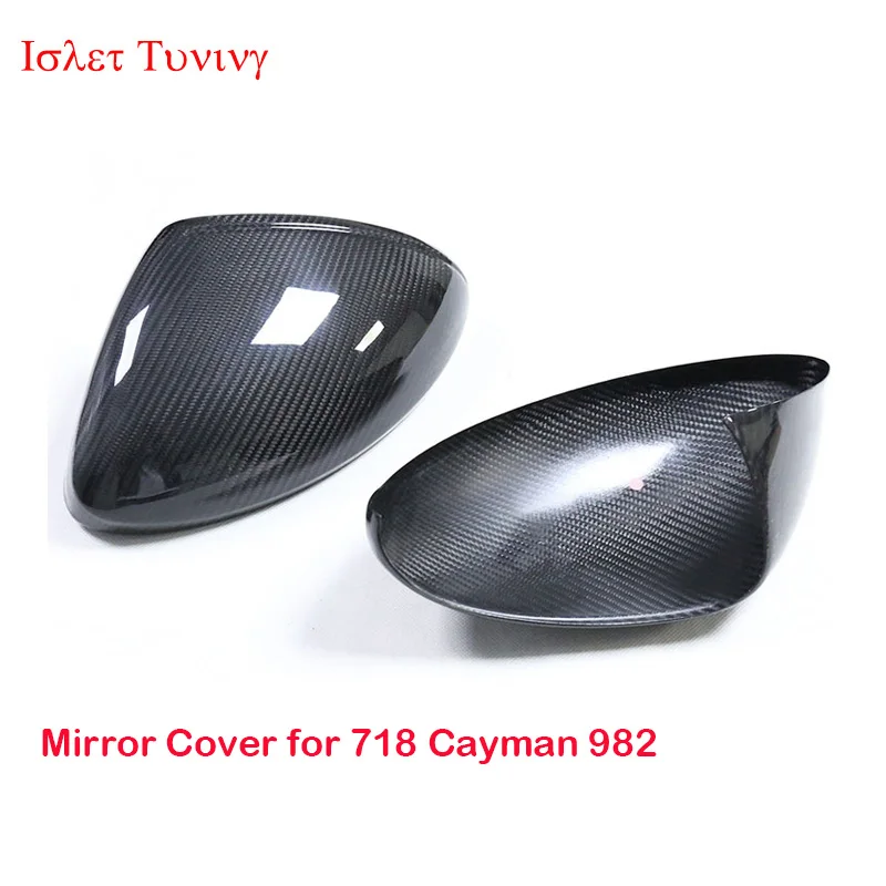 LHD & RHD 718 Boxster Cayman Side Door Rearview Caps for Porsche 718 982 Carbon Fiber Mirror Cover Add on type 2016-2020