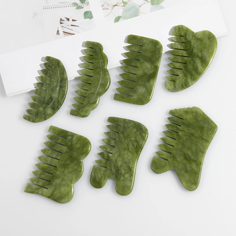 Natural Jade Comb Gua Sha Board Jade Massager For SPA Acupuncture Body Scraping Gouache Scraper Facial Skin Beauty Tool