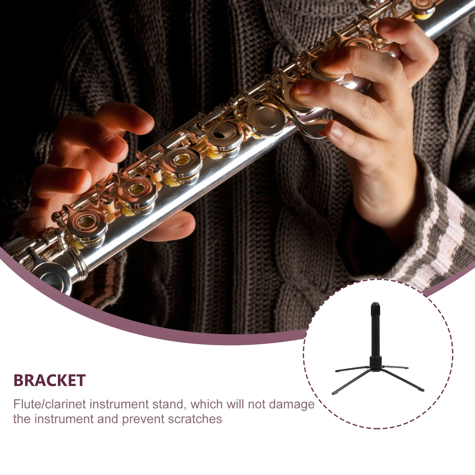 

Compact Flute Stand Four-Legged Holder Portable Design Elegant Music Instrument Support