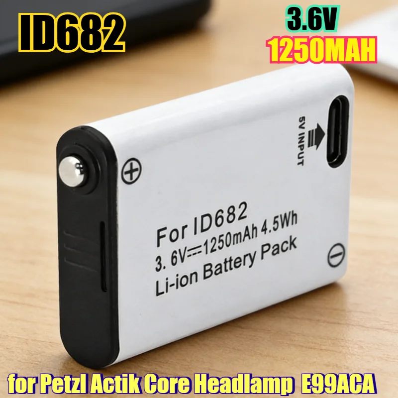 Batería Recargable de 1250mAh para Linterna Frontal Petzl Actik Core, Compatible con el Modelo de Batería E99ACA, Fuente de Alimentación para Linterna Frontal de Exterior