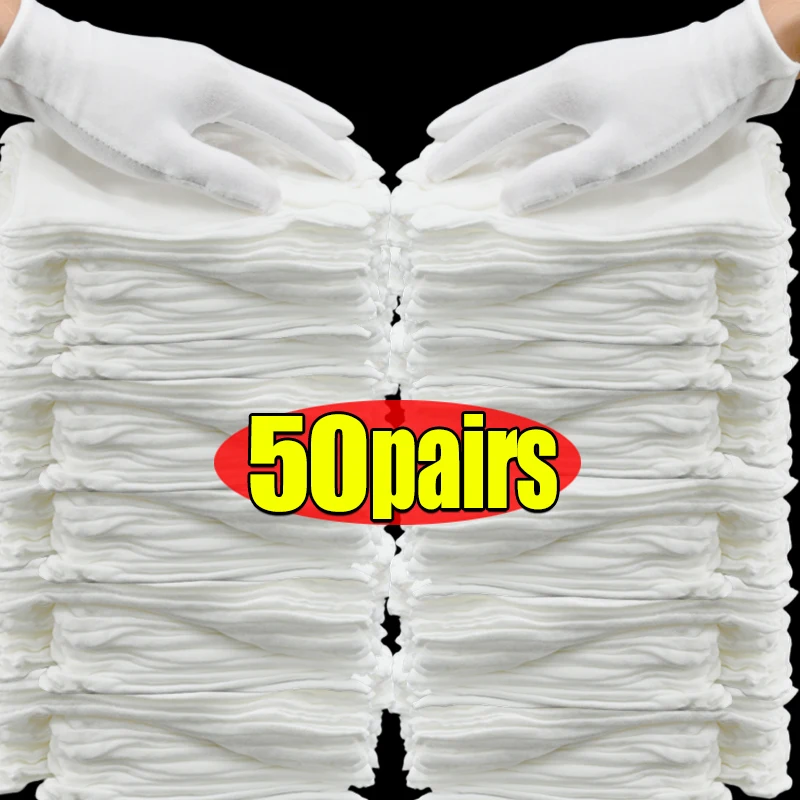 White Soft Cotton Work Gloves for Dry Hands Handling Film SPA Gloves Ceremonial High Stretch Gloves Household Cleaning Tools