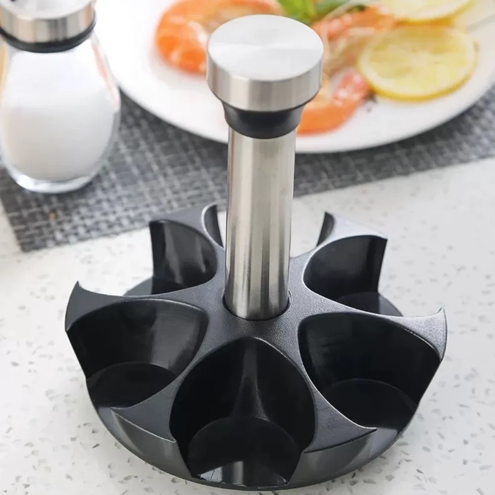 

6 Bottles Rotatable Spice Rack Space-Saving Food Grade Seasoning Rack Dust-proof Moisture-proof Condiment Organizer Kitchen Use