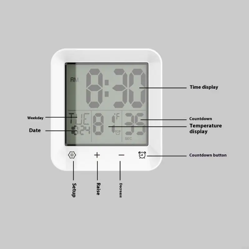 Bathroom Timer Digital Wall Clock with Countdown Kitchen Clock Shower Clock 