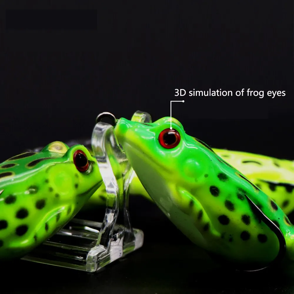 Frog Lures 2pcs Soft Tube Bait Plastic Fishing Lure With Hooks Top Water Soft 3D Eyes Artificial Wild Hanging Fishing Bait Tool