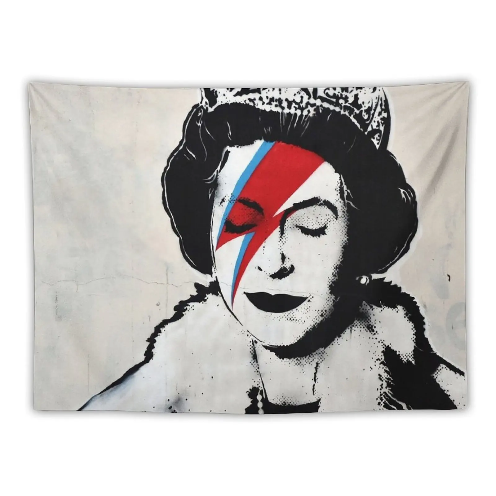 

Banksy UK England Queen Elisabeth rockband face makeup original HD Tapestry For Bedroom Korean Room Decor Tapestry