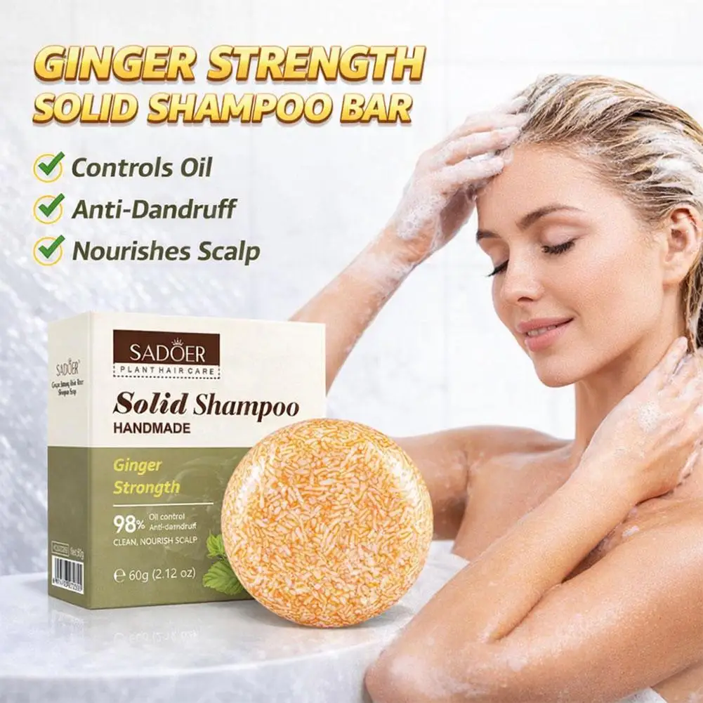 SADOER 1/2Pcs Ginger Hair Shampoo Bar Natural Organic Ginger Soap Nourishing Oil Control Anti-loss Hair Hair Growth Soap Bar