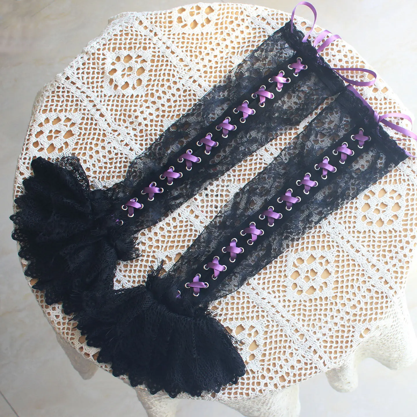 original-handmade-dack-goth-liliko-black-lace-strap-sleeve-lolita-hard-girl-long-hand-sleeve-cos