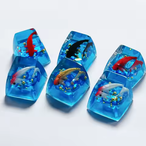 R4 Fish Custom Resin Keycap ESC Mechanical Keyboard Key Caps for Cherry MX Switches Keyboards DIY Key Personality Cheese